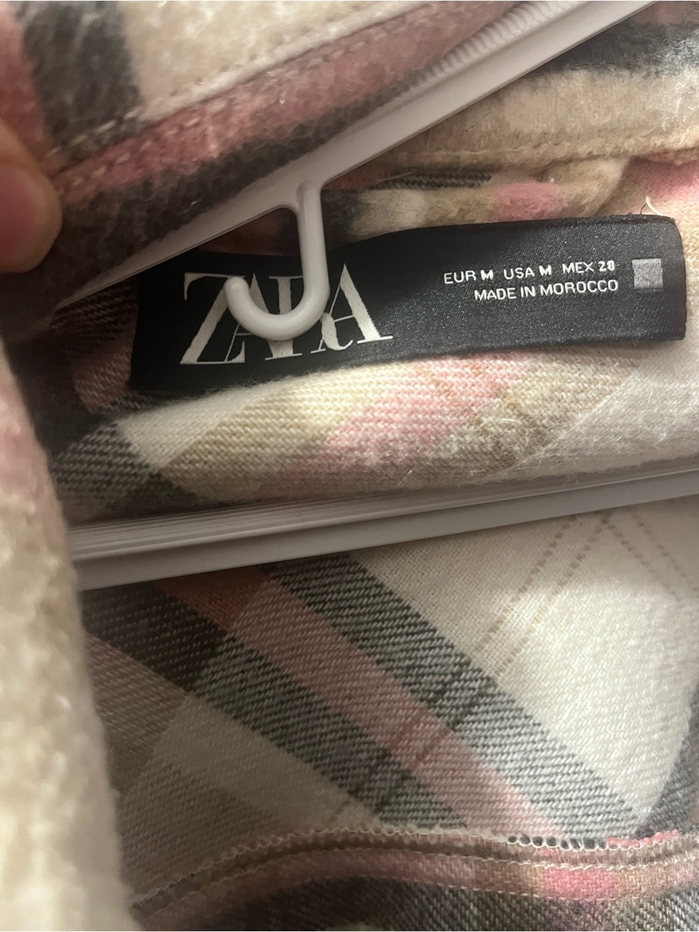 The Zara pink, grey, and cream plaid oversized shacket